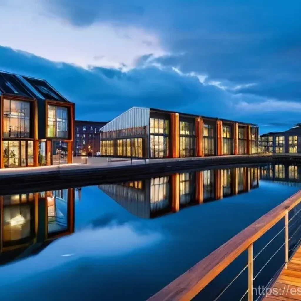 노르웨이의 도시 재생 프로젝트 - **Prompt: Waterfront Reimagined: Industrial Heritage Meets Modernity.**
"A stunning panoramic vi...