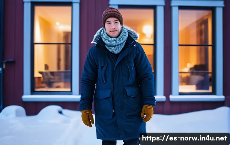노르웨이에서 한국인 유학생 경험담 - **"Nordic Winter Resilience: A Cozy Street Scene"**
    Generate an image of a young adult student, ...