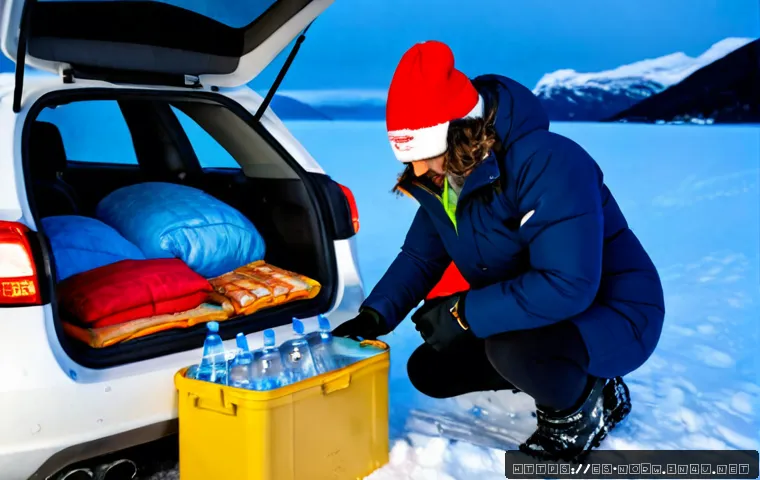 노르웨이에서 살아남기 위한 겨울 생존 팁 - Photorealistic winter survival scene in rural Norway, a Spanish-speaking adult traveler wearing a br...